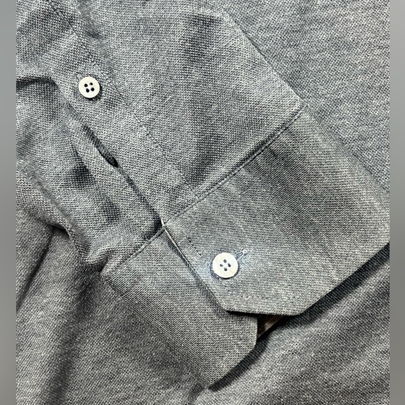 NWOT Ermenegildo Zegna XXL Heather Blue Knit Cotton Long Sleeve Button Shirt - Picture 3 of 12